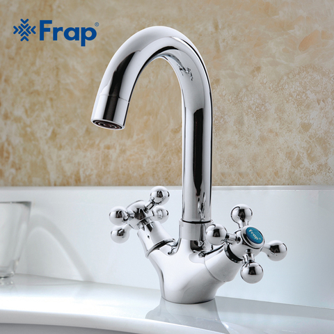 FRAP Silver Bathroom faucet Dual Handle Vessel Sink Mixer Tap Hot and cold separation switch F1319 ► Photo 1/6