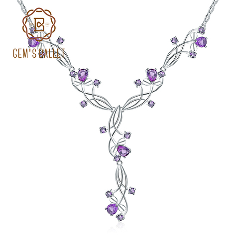 GEM'S BALLET 6.39Ct Natural Amethyst Bridal Necklace 925 Sterling Silver Gemstone Wedding Necklace For Women Fine Jewelry ► Photo 1/6