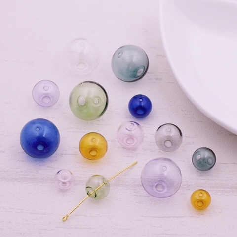 10pieces double hole 10-20mm color glass ball globe beads hollow glass bottle vial jewelry making accessories findings ► Photo 1/6