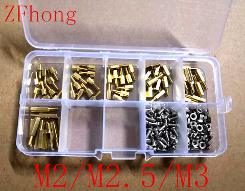 180pcs M2 m2.5 M3 Male Female Thread Brass Spacer Standoffs/ Screw /Hex Nut Assortment set Kits with Plastic Box ► Photo 1/1