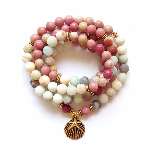 108 Mala Rhodonite Balances Rhodonite Bracelet New Design Women`s Yoga Bracelet Healing Spiritual Gift Amazonite Bracelets ► Photo 1/6