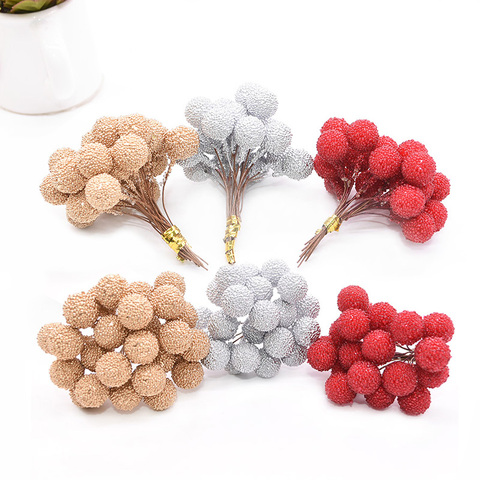 40pcs Artificial Glass Berries Fruit Red Cherry Plastic Fruits For Home Wedding Xmas Decoration Fake Waxberry Bayberry Flower ► Photo 1/6