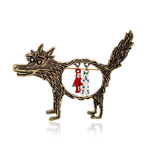 2022 Great Sell Hot Vintage Wolf Brooch Jewelry Little Red Riding Hood Unique Cartoon Punk Brooches Pins For Party ► Photo 1/3