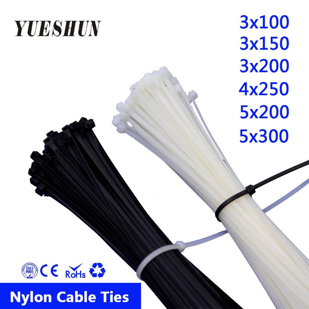 100PCS 2.5*100mm Self-locking Nylon Plastic Cable Ties 150mm 200mm Zip Ties