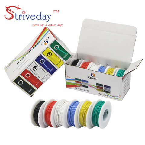 28AWG 60m Flexible Silicone Rubber Cable Wire stranded wires Tinned Copper line Kit mix 6 Colors Electrical Wire DIY ► Photo 1/6