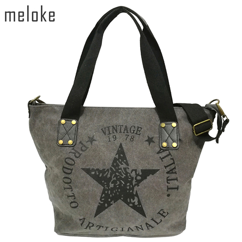2022 BIG STAR PRINTING VINTAGE CANVAS SHOULDER BAGS Women Travel Tote Factory Outlet Plus Size Multifunctional Bolsos ► Photo 1/4