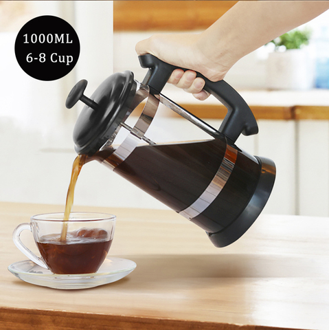 French Press Coffee/Tea Brewer Coffee Pot Coffee Maker Kettle 1000ML Stainless Steel Glass Thermos For Coffee Drinkware ► Photo 1/6