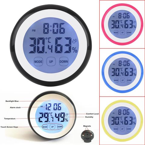 Digital LCD Thermometer Hygrometer Electronic Temperature Humidity Meter Weather Station Indoor Tester Time Clock With Backlight ► Photo 1/6