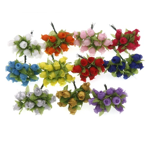 12Pcs 2cm Mini Silk Rose Flower Heads Artificial Flowers Bouquet  Wedding Home Decoration Wreath DIY Candy box Accessories ► Photo 1/6
