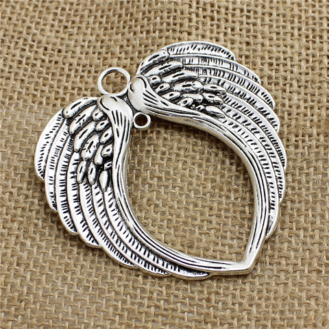  5 Pcs/lot 65*69mm Vintage  Angel Wings Charm Metal  Big Angel Wings Charms Pendant For Jewelry Making ► Photo 1/3