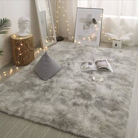 Grey Carpet Tie Dyeing Plush Soft Carpets For Living Room Bedroom Anti-slip Floor Mats Bedroom Water Absorption Carpet Rugs ► Photo 1/6