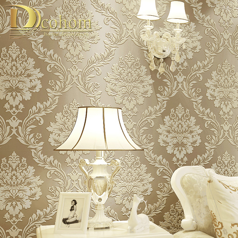 Luxury Modern Metallic 3D Damask Vinyl Wallpaper Wall Paper Bedroom Living Room Wallpapers Roll Beige,CreamRed,Brown ► Photo 1/6