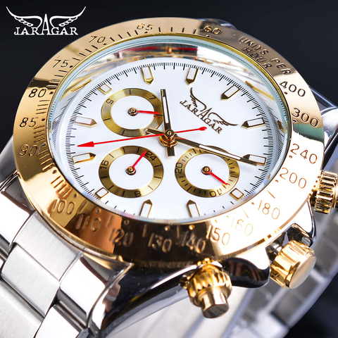 Jaragar Relogio Masculino Watch Men 2022 Golden Big Dial Calendar Display Automatic Steel Wrist Watches Mechanical Clock For Men ► Photo 1/1