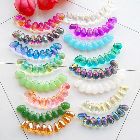 FishPeach 6*9MM 10Pcs/Pack Water Drop Multicolor Czech Glass Beads for Jewelry Making DIY Handmade Bracelet Necklace Wholesale ► Photo 1/6