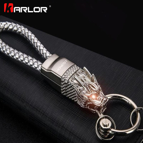 Dragon Head Model Weave Keychain Key Holder Zinc Alloy Durable Car Key Ring Chain Automobiles Car Styling Car Accessories Gifts ► Photo 1/5