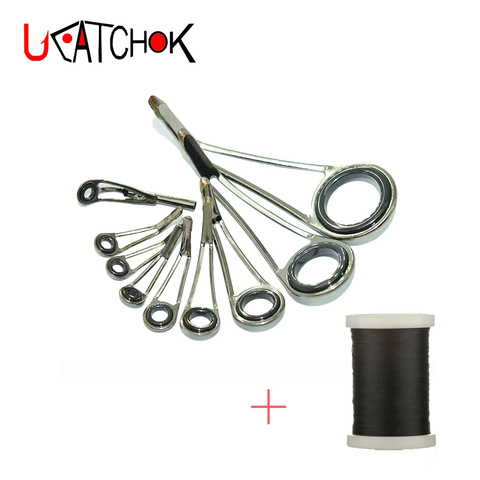 9pcs/Kit Rock Trout Fishing Rod Guides Ultra Light weight High Legs stainless steel guide ring rod DIY repair refit re-assembly ► Photo 1/6