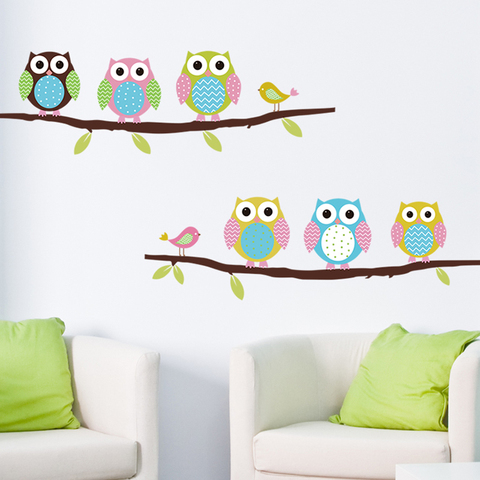 Animal cartoon owl tree vinyl wall sticker for kids rooms home decor living room decoration Mural Decal child stickers wallpaper ► Photo 1/5