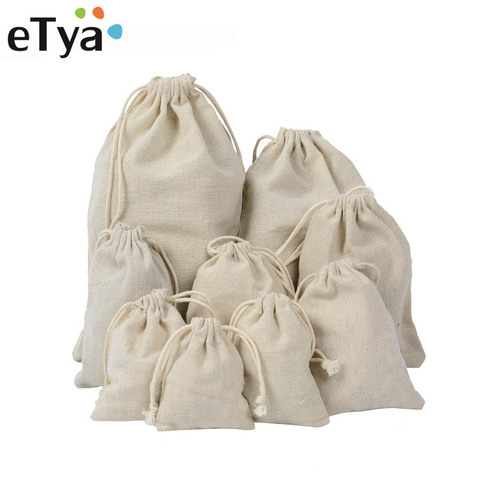 eTya Handmade Cotton Drawstring Bag Men Women Travel Packing organizer Reusable Shopping Bag Tote Female Luggage Storage pouch ► Photo 1/6