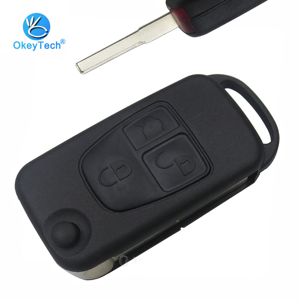 Uncut Blade 1 Button Flip Folding Remote Key Fob Shell Case for Benz Replacement 