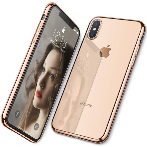 For iPhone XS Max XS XR Case,WEFOR Ultra Slim Thin Clear Soft Premium Flexible Chrome Bumper Transparent TPU Back Plate Cover ► Photo 1/6