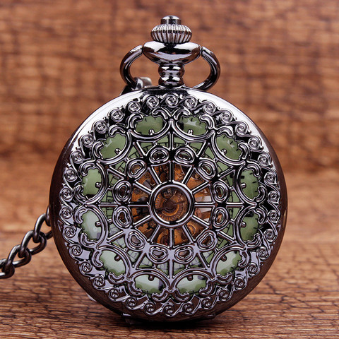 New Luminous Mechanical Pocket Watch Steampunk Vintage Hollow Cover Analog Skeleton Hand Winding Mechanical Pocket Watch for Men ► Photo 1/6