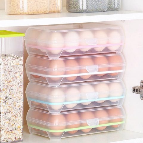 Egg 15 Grids Home Kitchen Refrigerator Storage Box food Container Lid