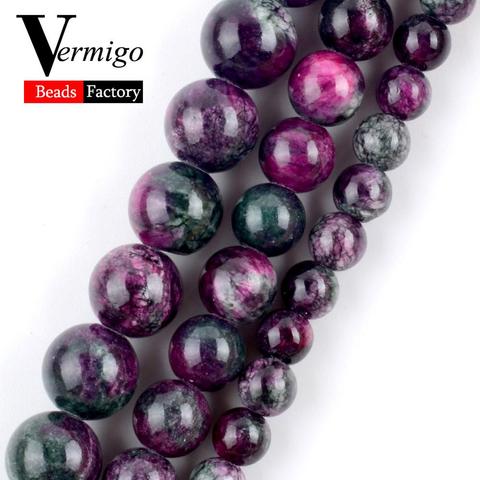 Tourmaline Persian Jades Natural Stone Bedas for Jewelry Making Loose Spacer Round Beads Diy Necklace Bracelet 6mm/8mm/10mm 15