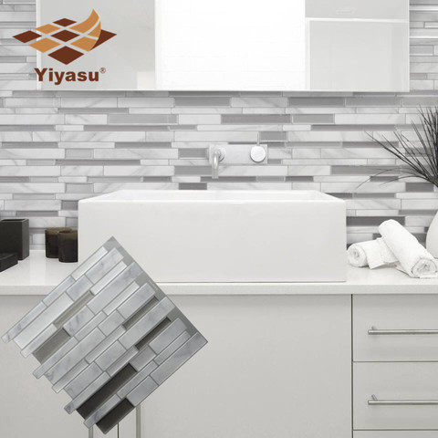 Mosaic Self Adhesive Tile Backsplash Wall Sticker Vinyl Bathroom Kitchen Home Decor DIY W4 ► Photo 1/6