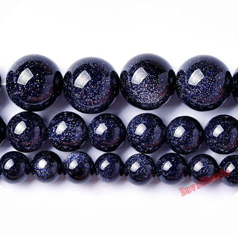 Factory price Natural Blue SandStone Round Loose Beads 16