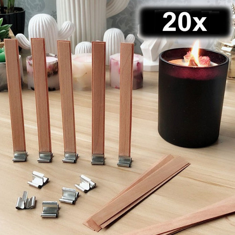 History Review On 20pcs 5 Size Handmade Candle Wood Wick With Sustainer Tab Diy Making Supplies Wax Core 20 Fixing Base For Wedding Aliexpress Er Alikafeii - 3 Wick Candle Holder Diy