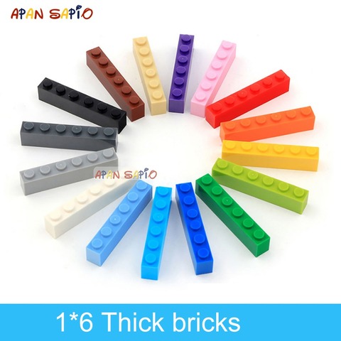 40pcs DIY Building Blocks Thick Figures Bricks 1x6 Dots Educational Creative Size Compatible With lego Plastic Toys for Children ► Photo 1/6