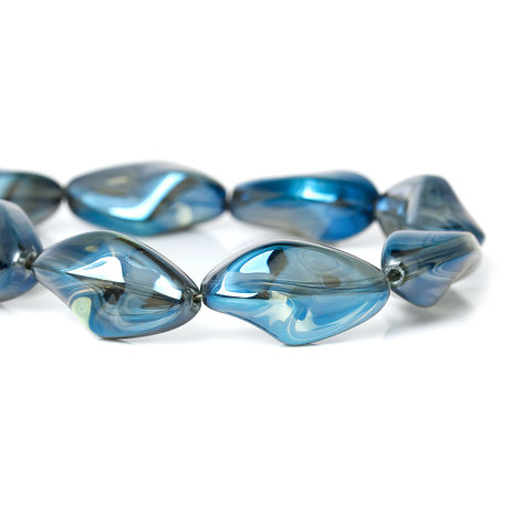 DoreenBeads Glass Loose Beads Irregular Blue Transparent About 23mm( 7/8
