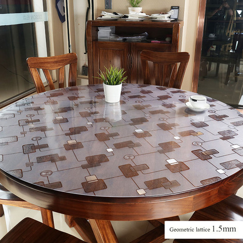 Thickened round PVC table cover protection pad desk mat soft glass meal transparent top tablecloth plastic outdoor mat ► Photo 1/6