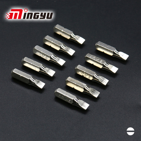 10pcs Slotted Screwdriver Bit Set 5.5 Chrome Vanadium Steel Flat Head Slotted Tip Hand Tools Nozzles for Screw Drivers Bits ► Photo 1/1