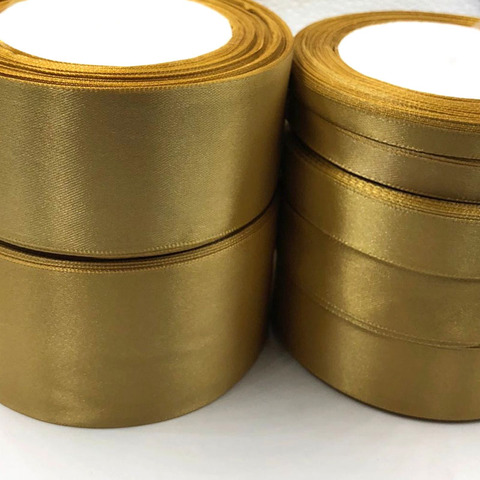 Gold Silk Satin Ribbon with gold Wedding Party Decoration Gift Wrapping Christmas Apparel Sewing & Fabric gift Ribbon 104 ► Photo 1/2