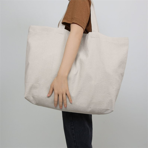 Customize Logo Tote Reusable Cotton Women  Storage Shopping Bag Fabric Cotton Cloth Beach String Handbags ► Photo 1/5