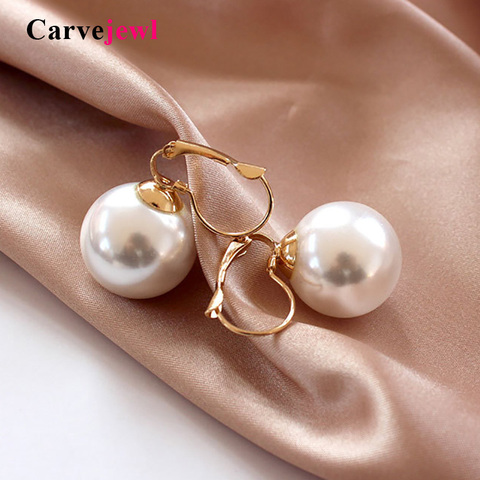 Carvejewl New Arrive Fashion Simple big pearl clip on Earrings For Women jewelry Korean design Elegant Simulated Pearl earrings ► Photo 1/6