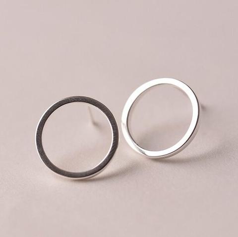 New 925 Sterling Silver Earrings Simple Circles Stud Earrings For Women Sterling Silver Jewelry Pendientes Mujer Brincos VES6007 ► Photo 1/6