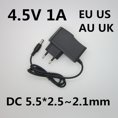 1PCS High quality AC 110v-240v 4.5V 1A 1000mA power adapter 4.5 V Volt LED 4.5V1A power supply DC 5.5*2.5~2.1 MM ► Photo 1/4