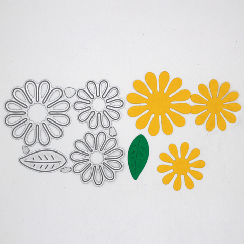 4 Pcs Chrysanthemum and leaf Metal Cutting Dies DIY Scrapbooking Album Decoration Embossing Paper Card Craft 83*72 mm ► Photo 1/3