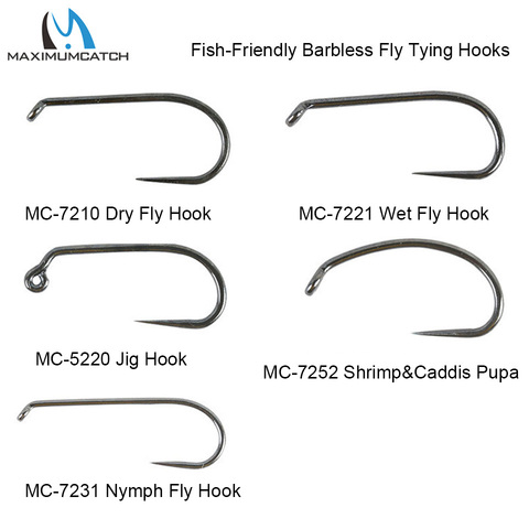 Maximumcatch 100Pcs Eye-Down Fish-Friendly Barbless Fly Tying Hook 10#12#14#16#18# Dry&Wet&Nymph&Shrimp Caddis Pupa Jig Hooks ► Photo 1/6