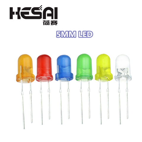 100Pcs/lot F5 5mm LED Ultra Bright Red/Green/Blue/White/Yellow/Orange 5mm Round LED Diode F5 LED Light Emitting Diode ► Photo 1/1