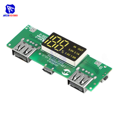 LED Dual USB 5V 2.1A Micro USB Input Power Bank 18650 Battery Charger Board Overcharge Overdischarge Short Circuit Protection ► Photo 1/6