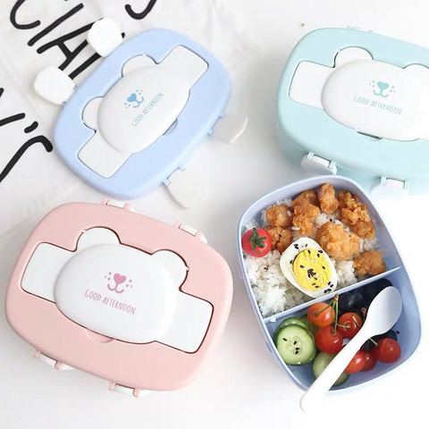 Children's Cartoon Lovely Bento Boxes Double Layer Plastic Lunch Box Food Storage Container Microwave Oven for Children School ► Photo 1/6