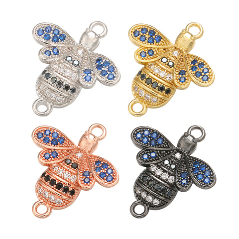 ZHUKOU 17x20mm Brass Bee Connectors for Women Necklace earrings bracelet Jewelry Accessories Findings Model: VS384 ► Photo 1/6