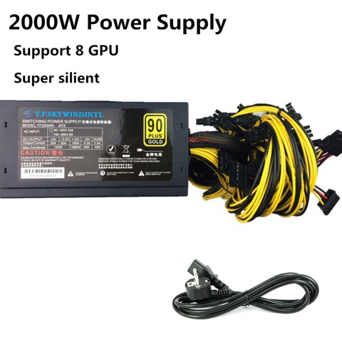2000W Mining Power Supply Asic bitcoin new Gold power 2000W PLUS ETH power supply ATX Mining Machine support 8 GPU cards PSU ATX ► Photo 1/6