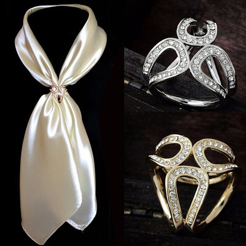 Luxury Scarf Buckle Wedding Hoop Brooch Pins for Women Crystal Holder Silk Shawl Buckle Ring Clip Scarf Jewelry Gift ► Photo 1/6