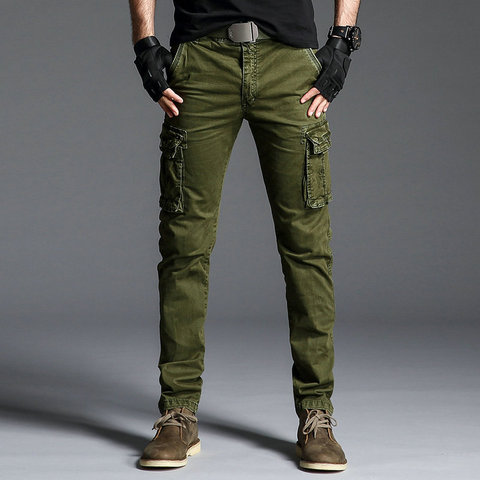 2022 Cotton Mens Cargo Pants Army Tactical Pants Male Multi-pocket Outwear Straight Trousers Military Pant Men Pantalon Homme ► Photo 1/4