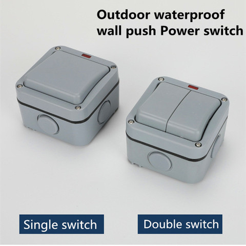 IP66  Outdoor Waterproof Dust-proof Outdoor External Wall Switch 1 Gang Push Button Powe wall Switch socket ► Photo 1/6