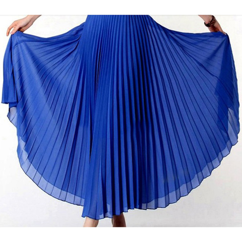Anasunmoon Spring Bohemian Pleated Maxi Skirts Womens Summer Solid Color High Waist Chiffon Long Skirt Tutu Elegant Ladies Black ► Photo 1/6